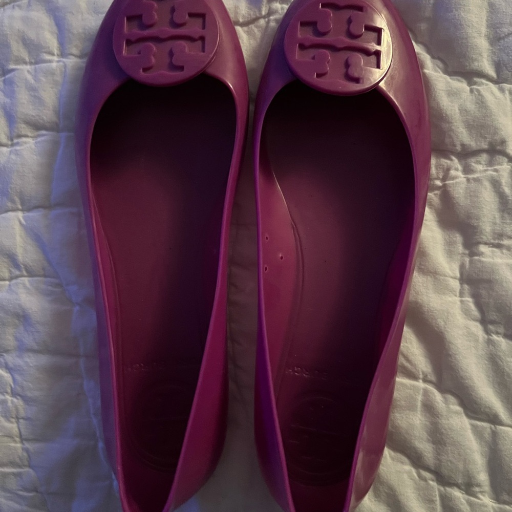 Tory Burch Purple Flats with Double-T Medallion